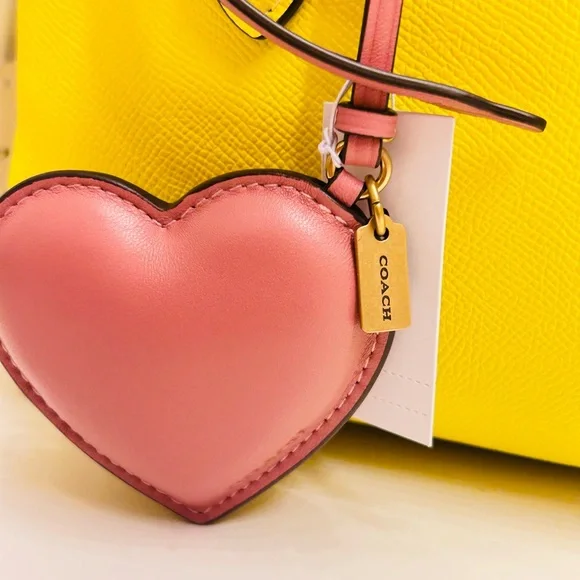 Coach Genuine Leather Puffy Heart Bag Charm/ Keychain - Picture 3 of 15